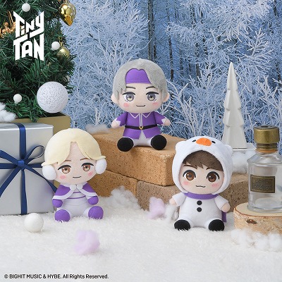 F-03【複数獲得でも1つ】【金髪】TinyTAN Purple Holidays [MP]おすわりぬいぐるみ“Jimin＆V＆Jung Kook”