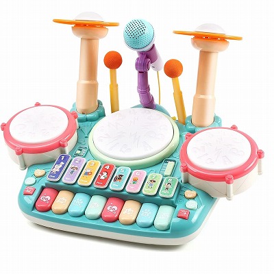 Cute Stone 楽器 おもちゃ 5in1遊び方 ドラムセット ピアノ