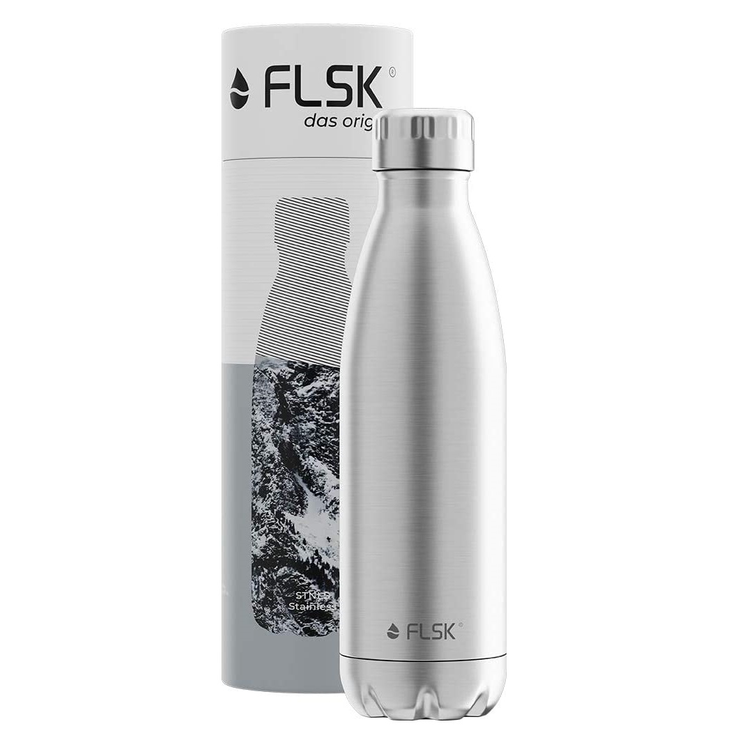 FLSK フラスク 水筒 真空断熱 ステンレスボトル 保温 保冷 魔法瓶 グロウラー シルバー 500ml