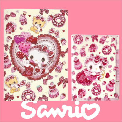 [Hello Kitty design] Sanrio Characters x Amenomori Fumika Clear file and notebook set A5 size