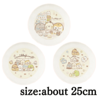 [Cream] Sumikko Gurashi Cat Siblings and Sweet Shop Bamboo Fiber Plate Set of 3