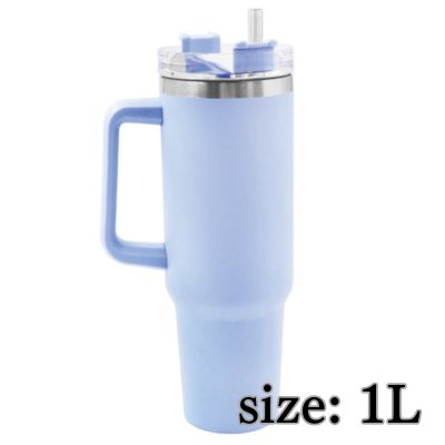[Blue] Stainless steel tower bottle with handle