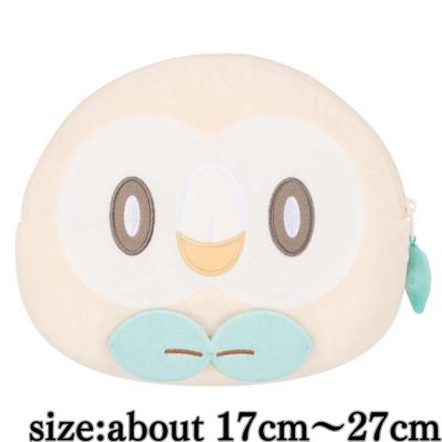 [Rowlet] Poképiece Large Face-Shaped Plush Pouch ~Jirachi, Rowlet, and Scorbunny~
