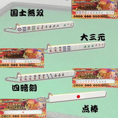 ■Mahjong tiles Dragon-RON- Mini mahjong tiles 14 tiles linked ball chain