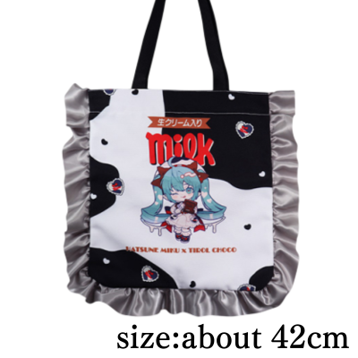 [Cow pattern]Hatsune Miku x Tirol Chocolate Frill Tote Bag