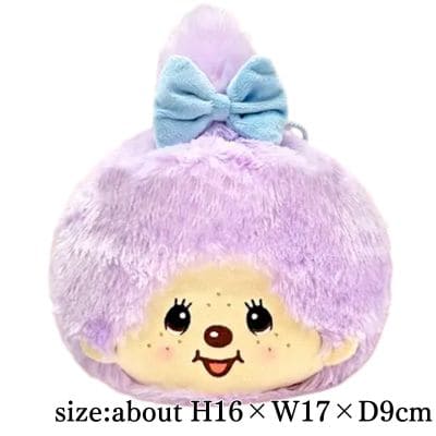 [Monchhichi-chan (Purple)]Monchhichi Plush Drawstring Pouch with Window