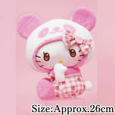 【Pink】Panda Hello Kitty Apple Gingham BIG Plush