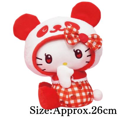 【Red】Panda Hello Kitty Apple Gingham BIG Plush